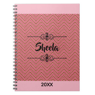 Carnet Monogramme Chevron en pastel chaud