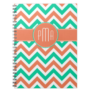 Carnet Monogramme Chevron Stripes Été Moderne
