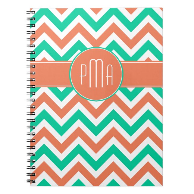Carnet Monogramme Chevron Stripes Été Moderne (Devant)