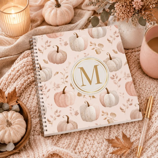 Carnet Monogramme Citrouille Pastel – Initiale Personnali (Créateur téléchargé)