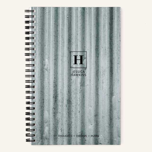 Carnet Monogramme Classique en Acier Ondulé Gris Bleu (Recto)