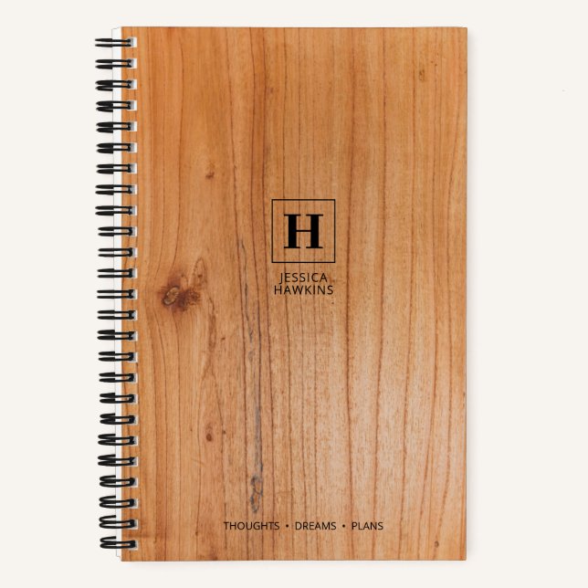 Carnet Monogramme Classique en Placage de Bois Riche (Recto)