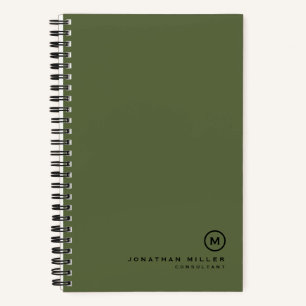 Carnet Monogramme classique noir olive minimal