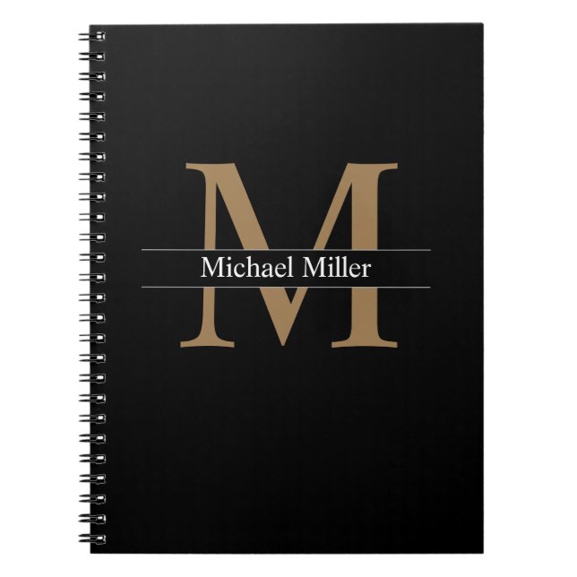 Carnet Monogramme classique simple en or noir (Devant)