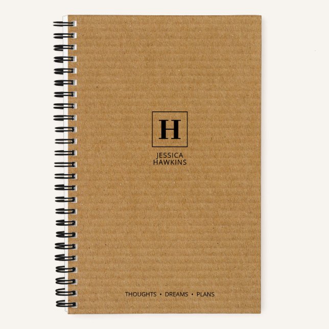 Carnet Monogramme Classique sur Carton Ondulé Brun (Recto)