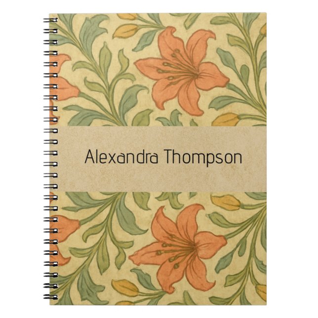 Carnet Monogramme classique William Morris Rustique vinta (Devant)