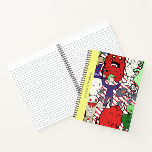 Carnet Monogramme coloré dessin animé effrayant Vampire R