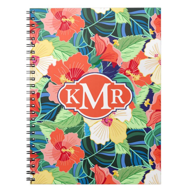 Carnet Monogramme coloré du motif | de ketmie (Devant)