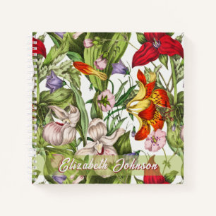 Carnet Monogramme coloré Vintage Aquarelle Fleurs