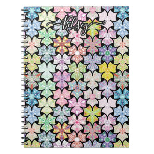 Carnet Monogramme Colorful Boho Mandala Motif Ajouter Nom