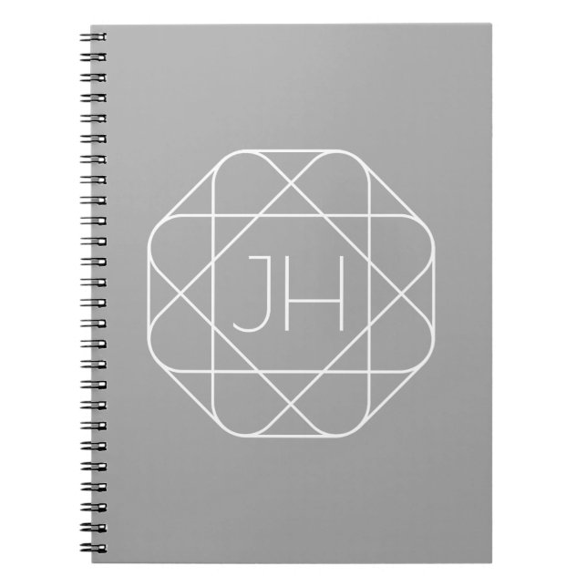 Carnet Monogramme Cool, Style de Logo Hip Vibe | Gris & B (Devant)