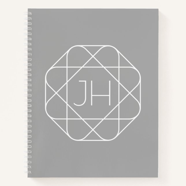 Carnet Monogramme Cool, Style de Logo Hip Vibe | Gris & B (Devant)
