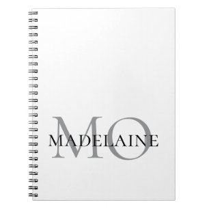 Carnet Monogramme couleur argent blanc Personnel
