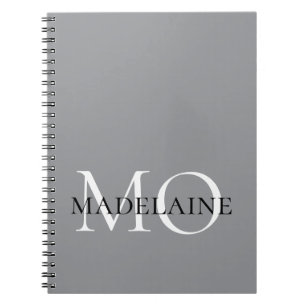 Carnet  Monogramme  couleur argent blanc Personnel 