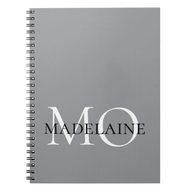Carnet  Monogramme  couleur argent blanc Personnel  (Devant)