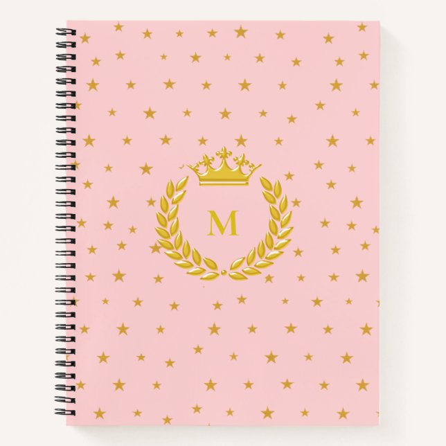 Carnet Monogramme, couronne, laurier et étoiles dorées su (Devant)