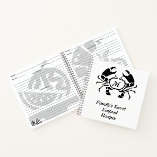 Carnet Monogramme Crabe Silhouette Famille Fruits de mer