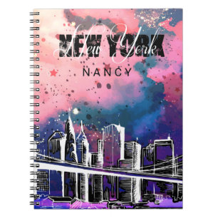 Carnet Monogramme, croquis, horizon de New York
