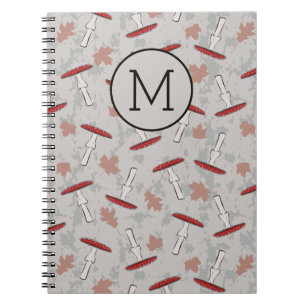 Carnet Monogramme Cute Champignons Motif