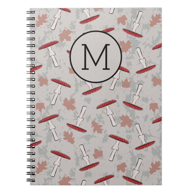 Carnet Monogramme Cute Champignons Motif (Devant)