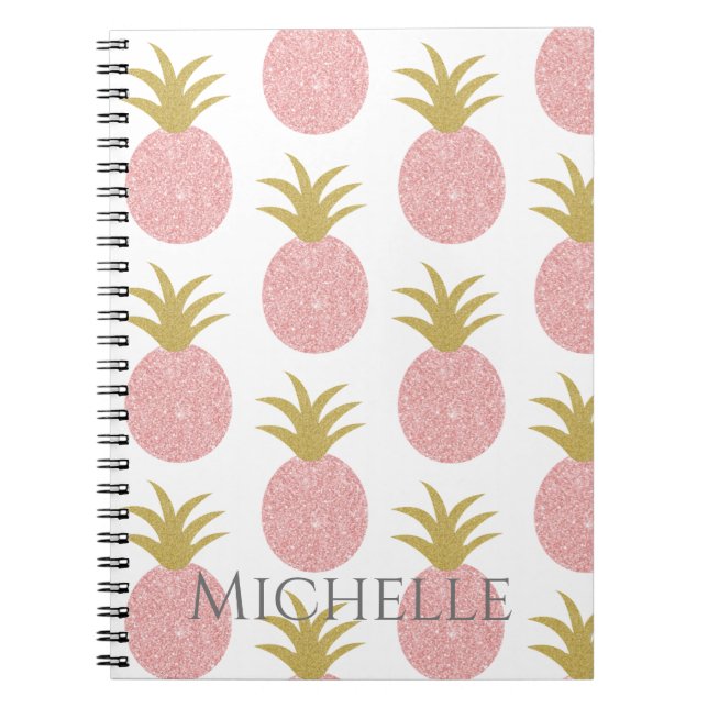 Carnet Monogramme d'ananas rose (Devant)