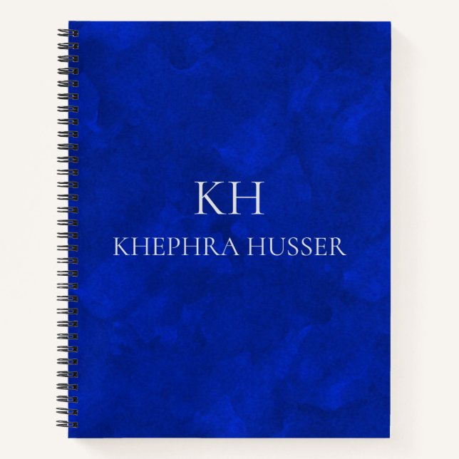 Carnet Monogramme d'aquarelle bleu riche (Devant)