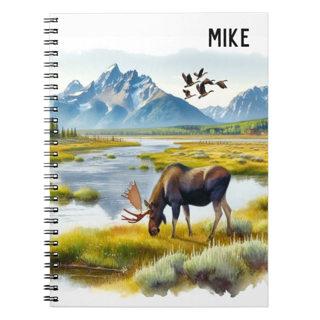 Carnet  Monogramme d'art aquarelle d'orignal Ai (Devant)