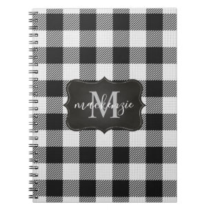 Carnet Monogramme de Buffle Blanc Noir Moderne