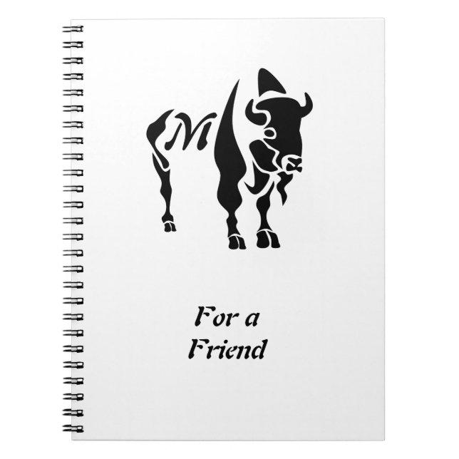 Carnet Monogramme de buffle noir Silhouette (Devant)