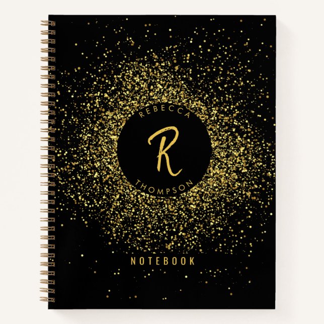 Carnet Monogramme de cadre de Parties scintillant  (Devant)