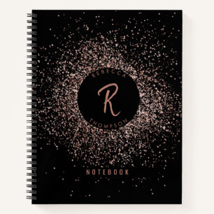 Carnet Monogramme de cadre de Parties scintillant rose ro