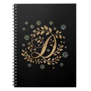 Carnet Monogramme de calligraphie dorée de luxe avec lett
