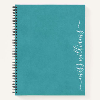 Carnet Monogramme de calligraphie Turquoise chic