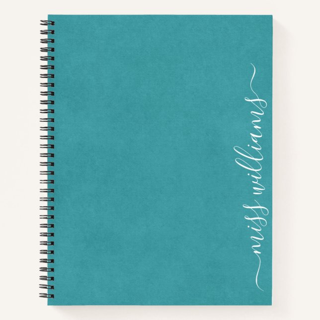 Carnet Monogramme de calligraphie Turquoise chic (Devant)
