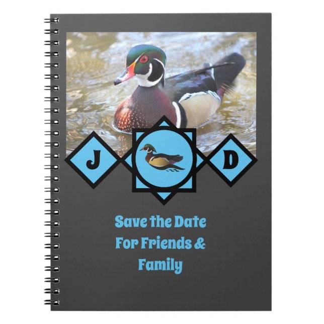 Carnet Monogramme de canard en bois adorable (Devant)