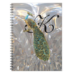 Carnet Monogramme de charme de paon