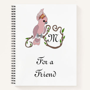 Carnet Monogramme de Cockatoo rose Whimsical