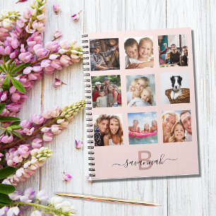 Carnet Monogramme de collage photo en or rose