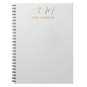 Carnet Monogramme de couleur or nom initial calligraphie