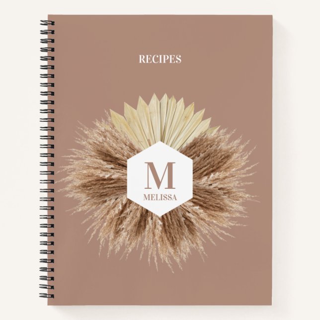 Carnet Monogramme de couleurs neutres rustiques chaudes (Devant)