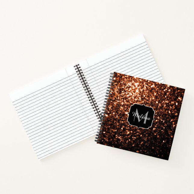 Carnet Monogramme de faux éclats de cuivre brun bronze sc (Intérieur)