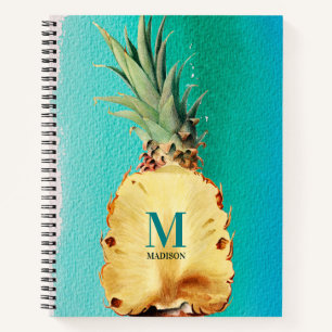 Carnet Monogramme de fruits d'ananas tropicaux d'été