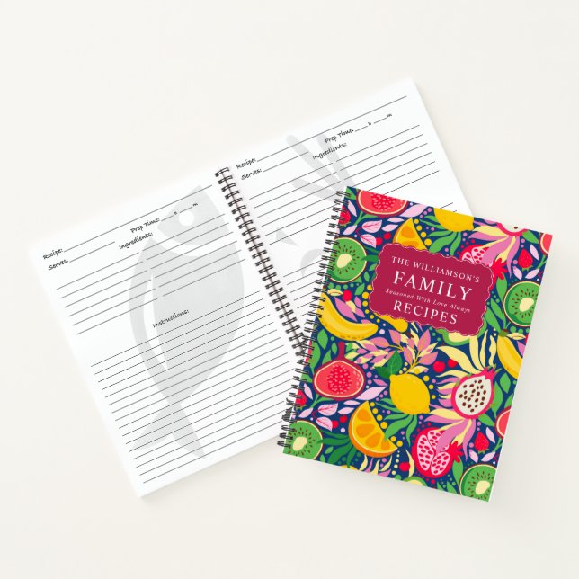 Carnet Monogramme de fruits tropicaux Recettes Motifs d'é (Intérieur)