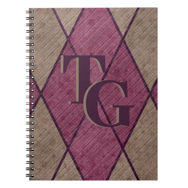 Carnet Monogramme de Jacquard de diamant rouge classique  (Devant)