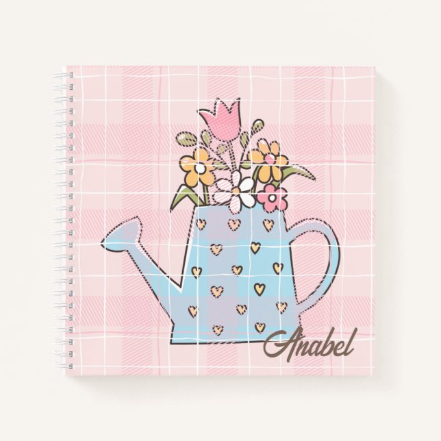 Carnet Monogramme de jolies fleurs botaniques dessinées à (Devant)