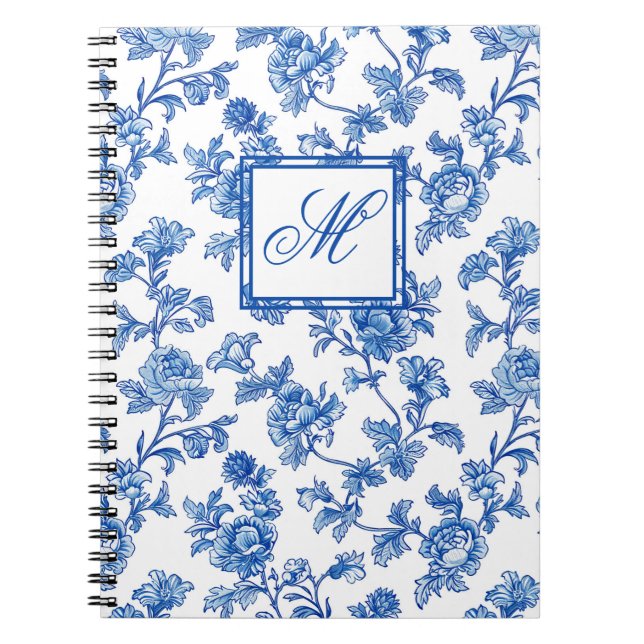 Carnet Monogramme de la Chinoiserie Bleu et Blanc (Devant)