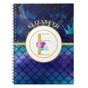 Carnet Monogramme de la corne de licorne de sirène étince