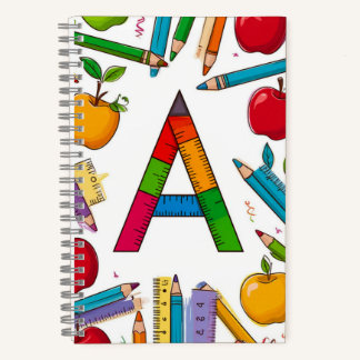 Carnet 📖 Monogramme de lettre coloré Retour à l'école