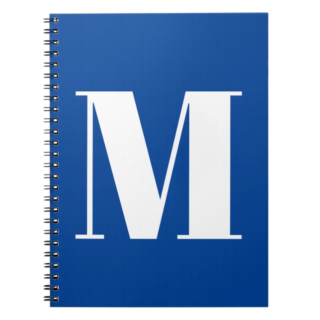 Carnet Monogramme de lettre initiale Deep Blue moderne et (Devant)