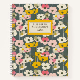 Carnet Monogramme de motif floral rétro
